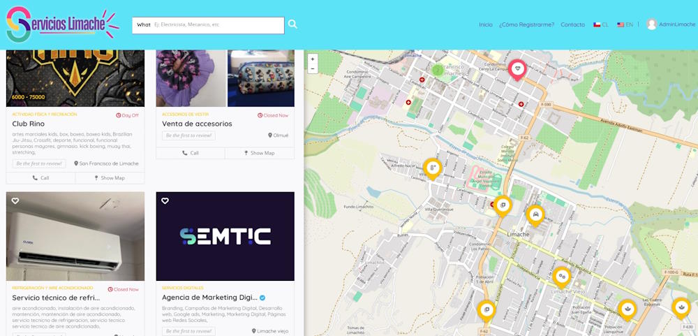 Ejemplo de directorio web con emprendedores locales