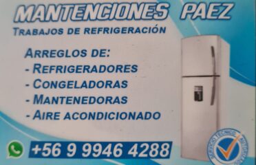 Técnico en refrigeración " Mantenciones Paez"